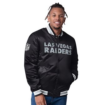 Men's Starter Black/Silver Las Vegas Raiders Closer Reversible Satin Full-Snap Jacket