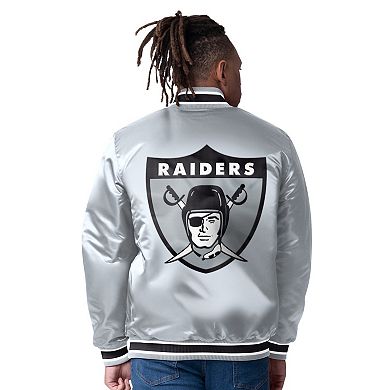 Men's Starter Black/Silver Las Vegas Raiders Closer Reversible Satin Full-Snap Jacket