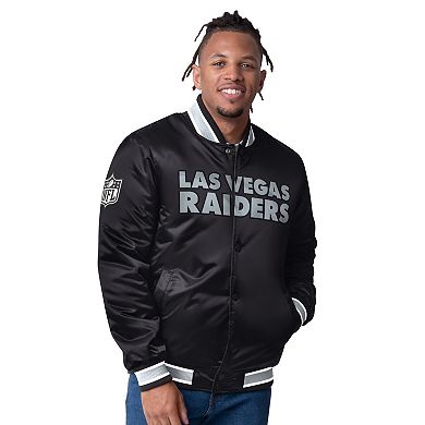 Men's Starter Black/Silver Las Vegas Raiders Closer Reversible Satin Full-Snap Jacket