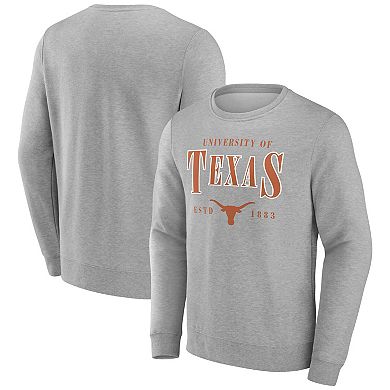 Men's Fanatics Gray Texas Longhorns True Classics Act Fast Fleece Pullover Sweatshirt