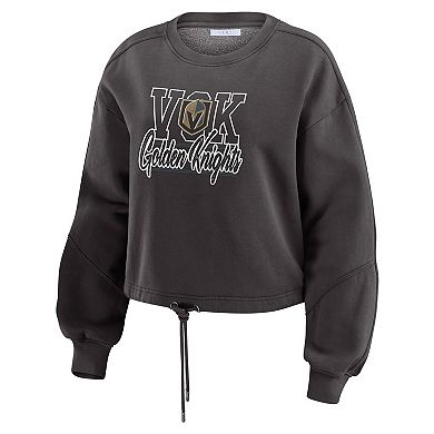 Women's WEAR by Erin Andrews Black Vegas Golden Knights Washed Fleece Sweatshirt & Shorts Lounge Set