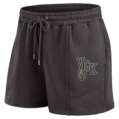 Women's WEAR by Erin Andrews Black Vegas Golden Knights Washed Fleece Sweatshirt & Shorts Lounge Set