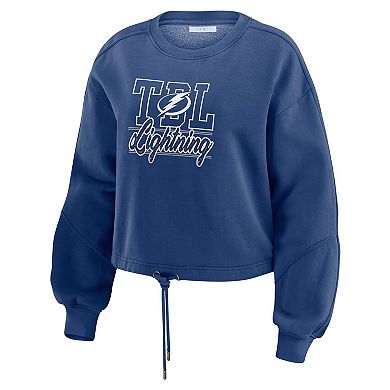 Women's WEAR by Erin Andrews Blue Tampa Bay Lightning Washed Fleece Sweatshirt & Shorts Lounge Set