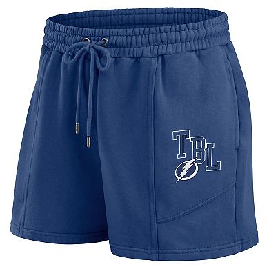Women's WEAR by Erin Andrews Blue Tampa Bay Lightning Washed Fleece Sweatshirt & Shorts Lounge Set