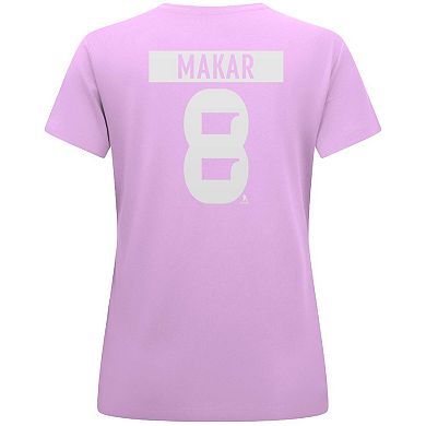 Women's Levelwear Cale Makar Lavender Colorado Avalanche Hockey Fights Cancer Anthem Name & Number T-Shirt