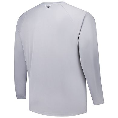 Men's Columbia Gray Dallas Cowboys Big & Tall Terminal Tackle�� Omni-Shade�� Raglan Long Sleeve T-Shirt