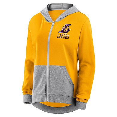 Women's Gold Los Angeles Lakers Hit It French Terry Full-Zip Hoodie