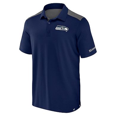 Men's Fanatics Navy/Gray Seattle Seahawks Colorblock Polo