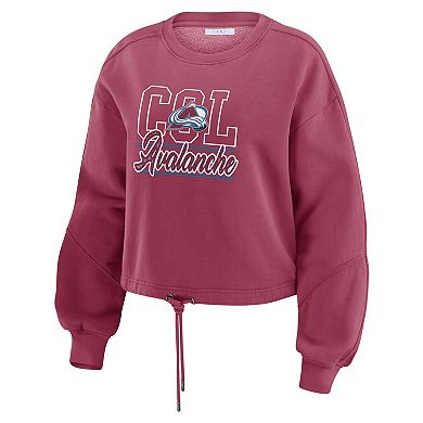 Women's WEAR by Erin Andrews Burgundy Colorado Avalanche Washed Fleece Sweatshirt & Shorts Lounge Set