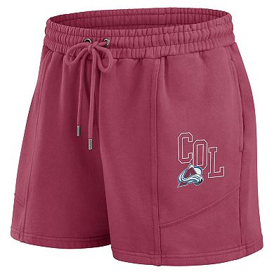 Women's WEAR by Erin Andrews Burgundy Colorado Avalanche Washed Fleece Sweatshirt & Shorts Lounge Set