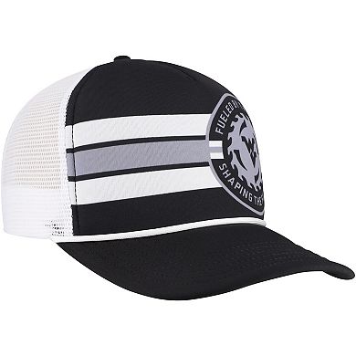 Men's Legacy Athletic Black West Virginia Mountaineers Built on Bravery Running Circle Trucker Adjustable Hat