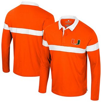 Men's Colosseum Orange Miami Hurricanes Too Cool For School Long Sleeve Polo