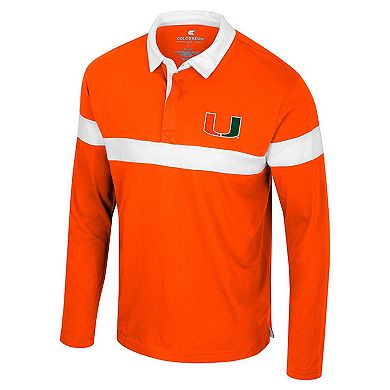 Men's Colosseum Orange Miami Hurricanes Too Cool For School Long Sleeve Polo