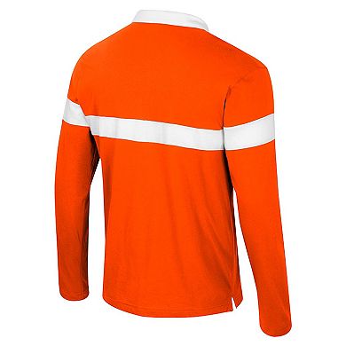 Men's Colosseum Orange Miami Hurricanes Too Cool For School Long Sleeve Polo