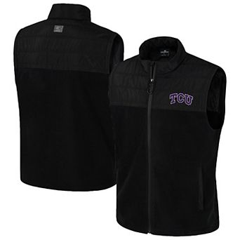 Men's Colosseum Black TCU Horned Frogs Block The Sun Full-Zip Vest