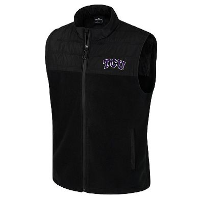 Men's Colosseum Black TCU Horned Frogs Block The Sun Full-Zip Vest