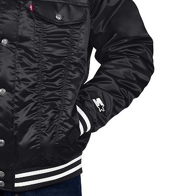 Men's Starter x Levi's Purple Sacramento Kings Silver Label Trucker Satin Full-Snap Jacket