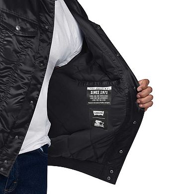 Men's Starter x Levi's Purple Sacramento Kings Silver Label Trucker Satin Full-Snap Jacket