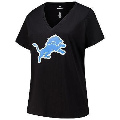 Women's Fanatics Amon-Ra St. Brown Black Detroit Lions Plus Size Player Name & Number V-Neck T-Shirt