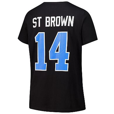 Women's Fanatics Amon-Ra St. Brown Black Detroit Lions Plus Size Player Name & Number V-Neck T-Shirt