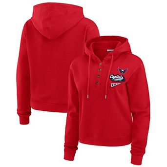 Women's WEAR by Erin Andrews Red Washington Capitals Waffle-Knit Pullover Hoodie