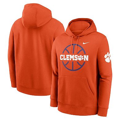 Men's Nike Orange Clemson Tigers Basketball Icon Club Fleece Pullover Hoodie