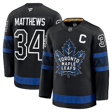 Men's Fanatics Auston Matthews Black Toronto Maple Leafs Captain Patch Alternate Premium Jersey