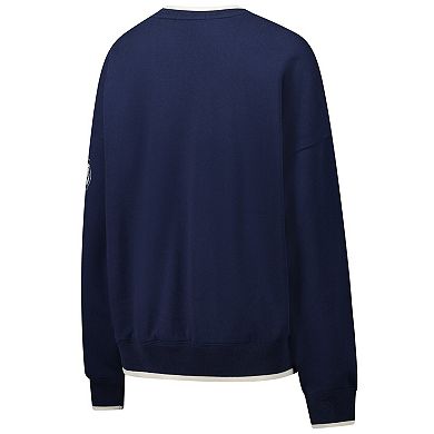 Women's '47 Navy Auburn Tigers Clubhouse Daze Eighties V-Neck Pullover Sweatshirt