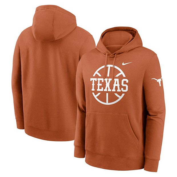 Men s Nike Texas Orange Texas Longhorns Basketball Icon Club Fleece Pullover Hoodie