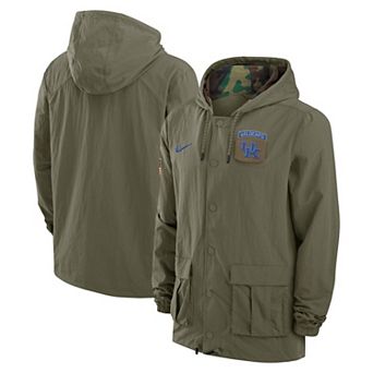 Men's Nike Olive Kentucky Wildcats 2024 Military Appreciation Full-Snap Hoodie Military Jacket