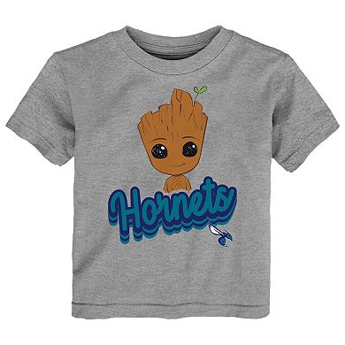 Toddler Heather Gray Charlotte Hornets Two-Piece Guardians Of The Galaxy T-Shirt Set