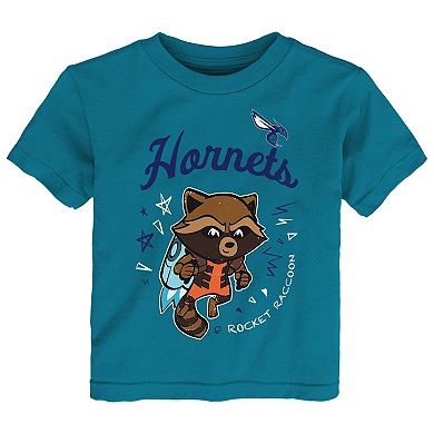 Toddler Heather Gray Charlotte Hornets Two-Piece Guardians Of The Galaxy T-Shirt Set
