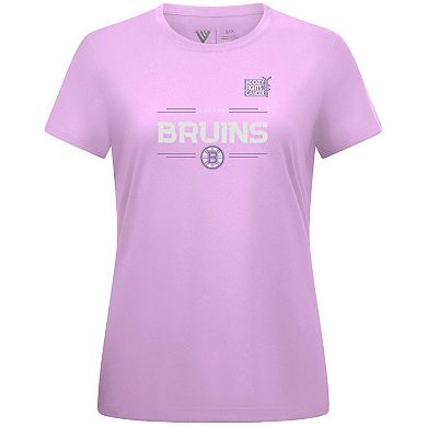 Women's Levelwear David Pastrnak Lavender Boston Bruins Hockey Fights Cancer Anthem Name & Number T-Shirt