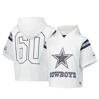 Women's The Wild Collective White Dallas Cowboys Mesh Short Sleeve Hoodie T-Shirt