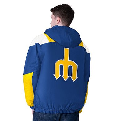 Men's Starter Navy Seattle Mariners Cooperstown Collection Charger Half-Zip Jacket