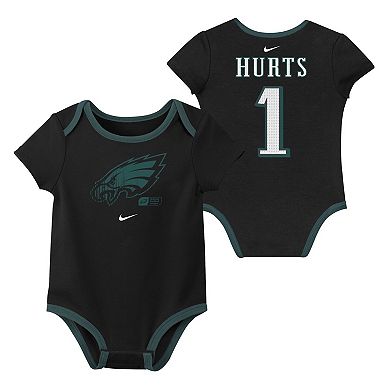 Newborn & Infant Nike Jalen Hurts Philadelphia Eagles Name & Number 3-Pack Bodysuit Set