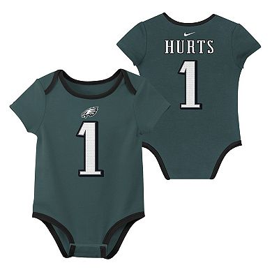 Newborn & Infant Nike Jalen Hurts Philadelphia Eagles Name & Number 3-Pack Bodysuit Set