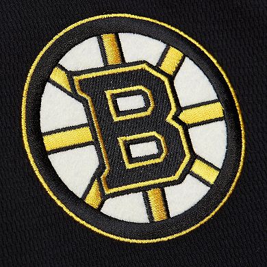 Men's Mitchell & Ness Black Boston Bruins Thermal Henley Long Sleeve T-Shirt