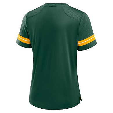 Women's Fanatics Green Green Bay Packers Play Script Lace-Up T-Shirt