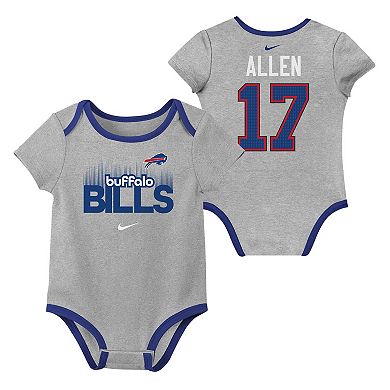 Newborn & Infant Nike Josh Allen Buffalo Bills Name & Number 3-Pack Bodysuit Set