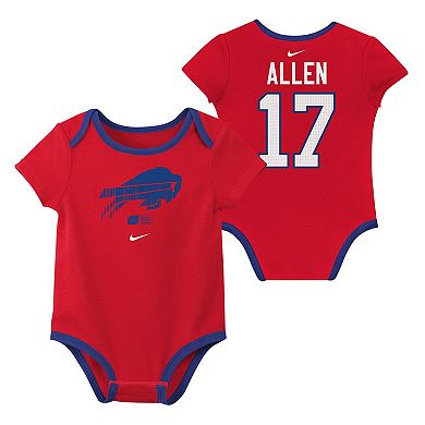 Newborn & Infant Nike Josh Allen Buffalo Bills Name & Number 3-Pack Bodysuit Set