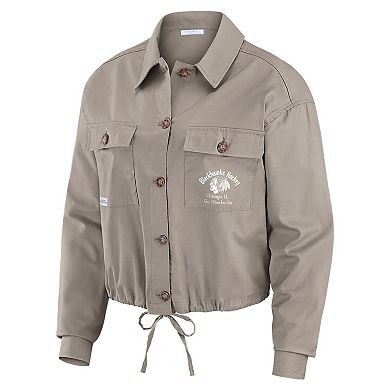 Women's WEAR by Erin Andrews Khaki Chicago Blackhawks Cinched Button-Up Jacket