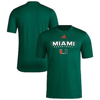 Men's adidas Green Miami Hurricanes Basketball Locker On-Court In The Fade Pregame AEROREADY T-Shirt