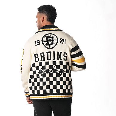 Unisex The Wild Collective Cream Boston Bruins Jacquard Full-Zip Sweater