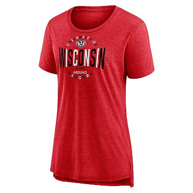 Women's Fanatics Red Wisconsin Badgers True Classics Break It Down Tri-Blend T-Shirt