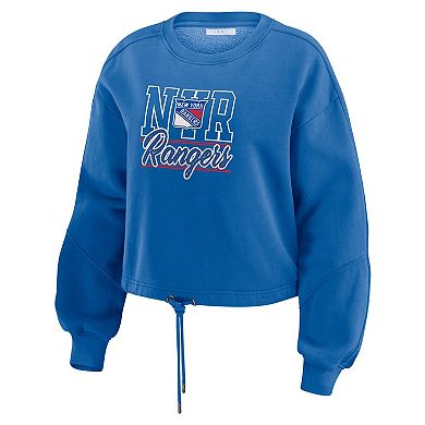 Women's WEAR by Erin Andrews Blue New York Rangers Washed Fleece Sweatshirt & Shorts Lounge Set