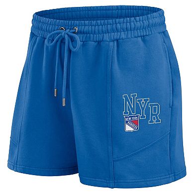 Women's WEAR by Erin Andrews Blue New York Rangers Washed Fleece Sweatshirt & Shorts Lounge Set