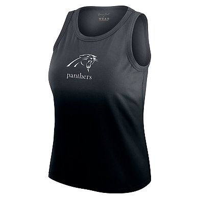 Women's WEAR by Erin Andrews x Gracie Hunt Black Carolina Panthers Ombre Tank Top