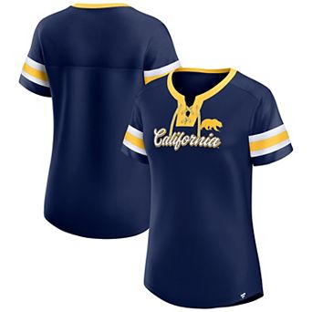 Women's Fanatics Navy Cal Bears Iconic Athena Lace-Up T-Shirt