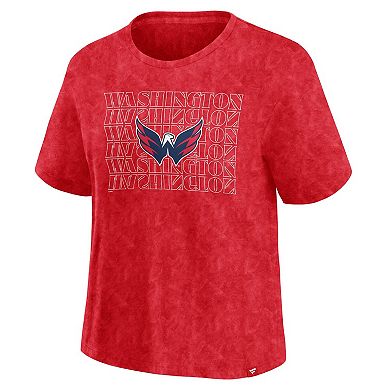 Women's Fanatics Red Washington Capitals Faded Wash T-Shirt